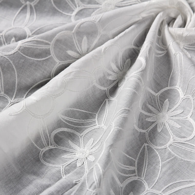 Chenille Dress White 100% Cotton Embroidered Fabric for Women's Wear W 4